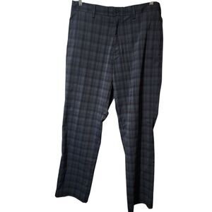 Nike Mens  Golf Pants Gray Navy Blue Plaid Fit  Dry 34x32